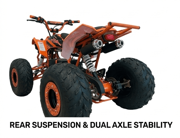 JL-008 Electric Quad Bike Rear Suspension and Dual Axle Stability