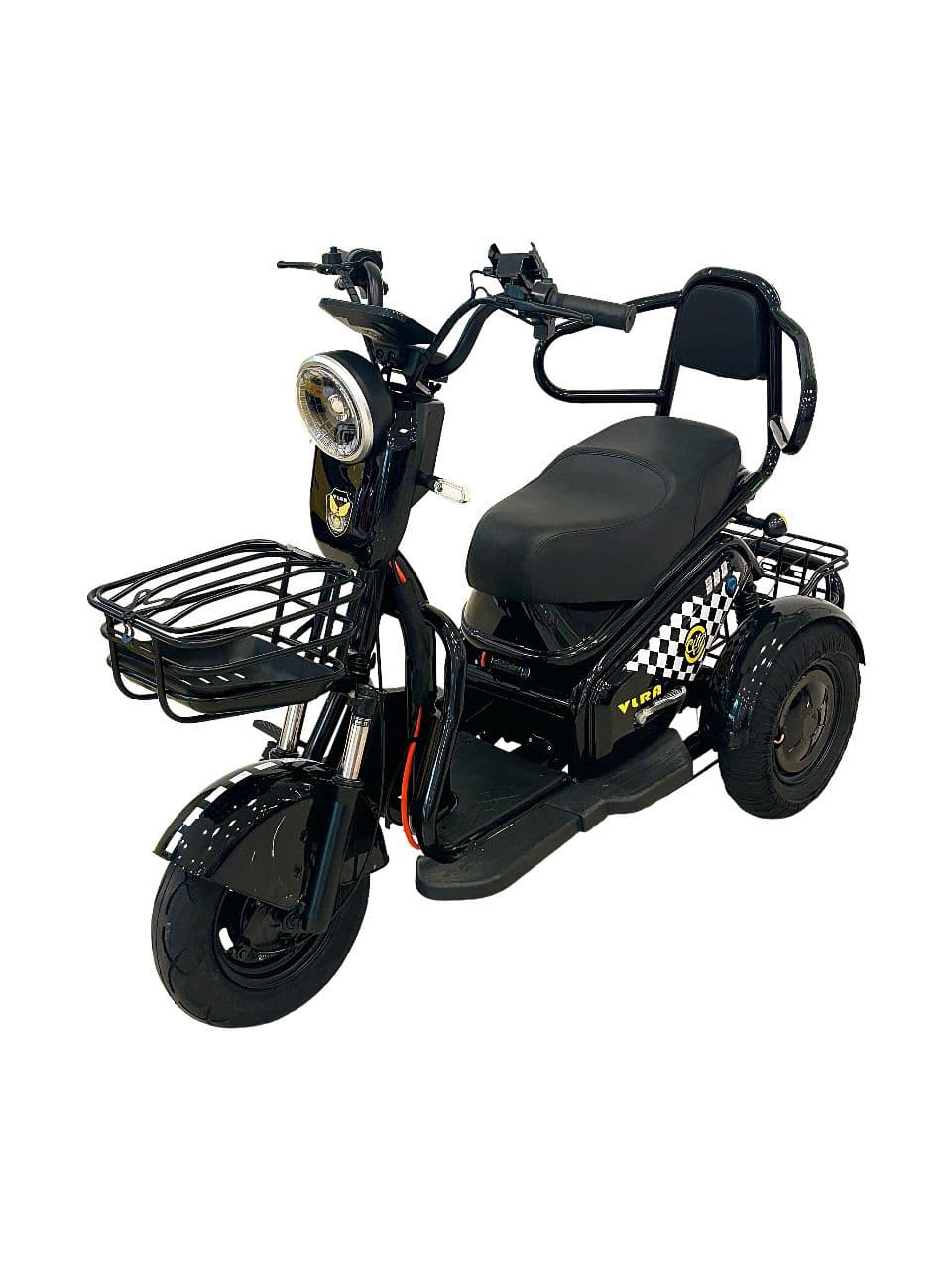 VLRA 3-Wheel Electric Scooter Rear Wheel Fender with Checkered Flag Decal Detail